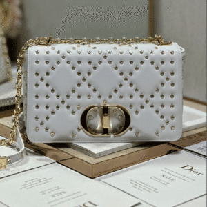 Dior Medium Caro Handbag - Pentagonal Star White Gold Buckle 78173 | Sandra Bags