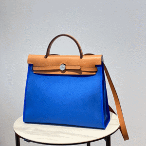 Hermes Cloth Herbag Handbag - Bright Blue 20468 | Sandra Bags