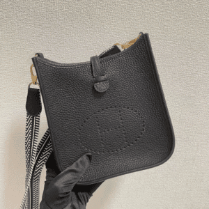 Hermes Evelyne Hollow H Letter Handbag - Black 89996 | Sandra Bags