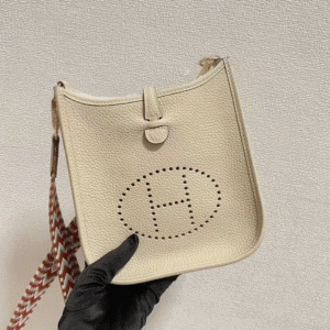 Hermes Evelyne Hollow H Letter Handbag - White 13543 | Sandra Bags