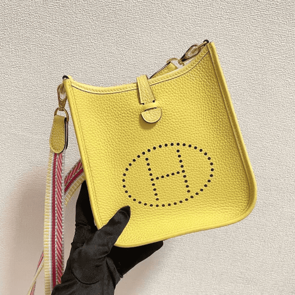 Hermes Evelyne Hollow H Letter Handbag - Light Yellow 80096 | Sandra Bags