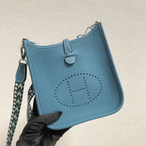 Hermes Evelyne Hollow H Letter Handbag - Blue 99155 | Sandra Bags
