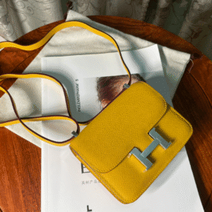 Hermes Kang Kangjia’s Mini Handbag – Yellow (Silver Buckle) 29824 | Sandra Bags