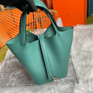 Hermes Picotin 18 Vegetable Basket Handbag - Peacock Green 17015 | Sandra Bags