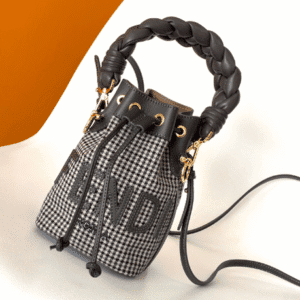 Fendi Mon Tresor Mini FF Embroidered Bucket Bag - Black 10281 | Sandra Bags