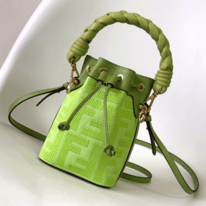 Fendi Mon Tresor Mini FF Embroidered Bucket Bag - Green 76924 | Sandra Bags