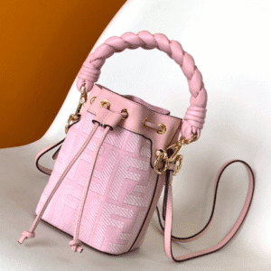 Fendi Mon Tresor Mini FF Embroidered Bucket Bag - Pink 49262 | Sandra Bags