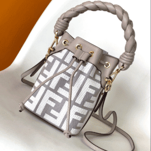 Fendi Mon Tresor Mini FF Embroidered Bucket Bag - Gray 31953 | Sandra Bags
