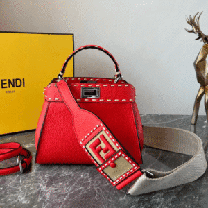 Fendi Iconic Peekaboo Handbag - Red 65722 | Sandra Bags