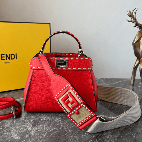 Fendi Iconic Peekaboo Handbag - Red 65722 | Sandra Bags