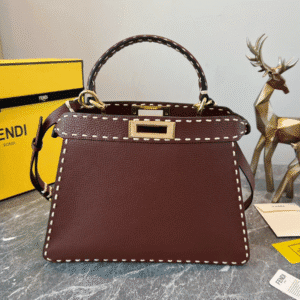 Fendi Signature Peekaboo I See U Medium Handbag - Maroon 57311 | Sandra Bags