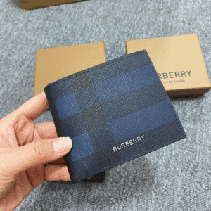 Burberry Exaggerated Check Slim Bifold Wallet - Blue 87970 | Sandra Bags
