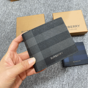 Burberry Exaggerated Check Slim Bifold Wallet - Gray 87741 | Sandra Bags