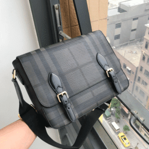 Burberry Check Pattern Large Messenger Bag - Black 80950 | Sandra Bags