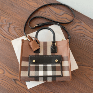 Burberry Men's Exaggerated Check Tote Bag - Brown 91484 | Sandra Bags