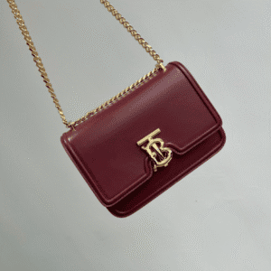 Burberry Women Small Tb Grainy Leather Shoulder Bag - Maroon 80293 | Sandra Bags