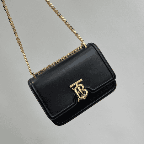 Burberry Women Small Tb Grainy Leather Shoulder Bag - Black 82620 | Sandra Bags