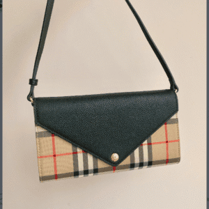 Burberry Hannah Ev Vintage Check Leather Crossbody Bag - Black 19576 | Sandra Bags