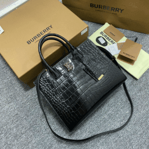 Burberry Crocodile Texture Handbag - Black 27637 | Sandra Bags