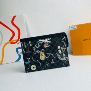 Louis Vuitton Pochette Voyage Damier Graphite Map MM Bag 89281 | Sandra Bags