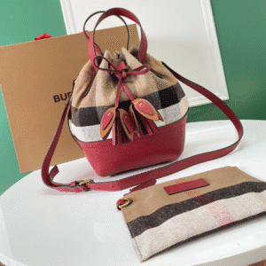 Burberry Canvas Check Bucket Bag - Red 36827 | Sandra Bags