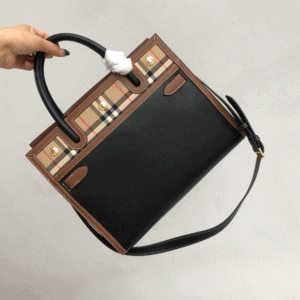 Burberry Vintage check double-Handle Taylor Handbag - Black 21901 | Sandra Bags