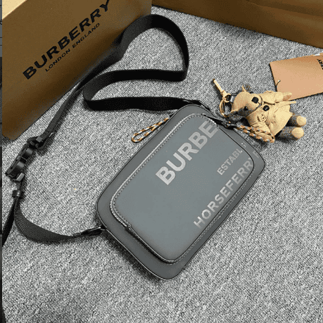 Burberry Horseferry Nylon Crossbody Bag - Gray 53326 | Sandra Bags