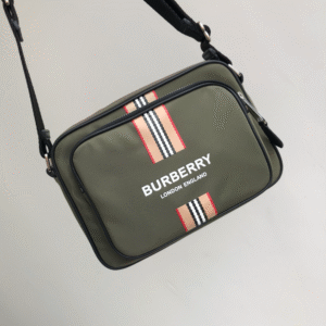 Burberry Striped Printed Nylon Camera Bag - Green 38478 | Sandra Bags