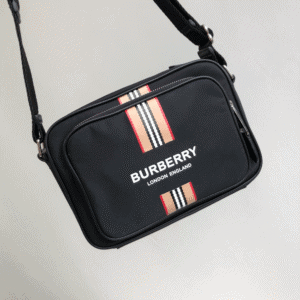 Burberry Striped Printed Nylon Camera Bag - Black 59664 | Sandra Bags