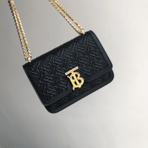 Burberry Medium TB Plaid Shoulder Messenger Bag - Black 56596 | Sandra Bags