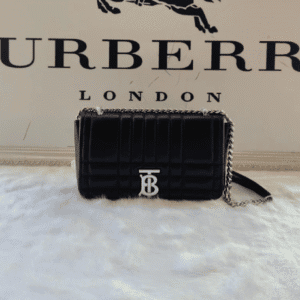 Burberry Lola – Lona Bun Handbag WIth Silver Logo - Black 72260 | Sandra Bags