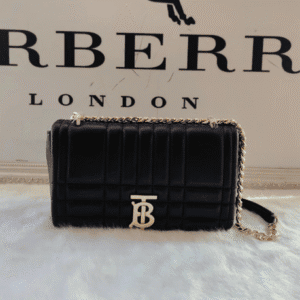 Burberry Lola – Lona Bun Handbag With Golden Logo - Black 59416 | Sandra Bags