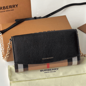 Burberry Horseferry Plaid Chain Wallet - Black 66114 | Sandra Bags