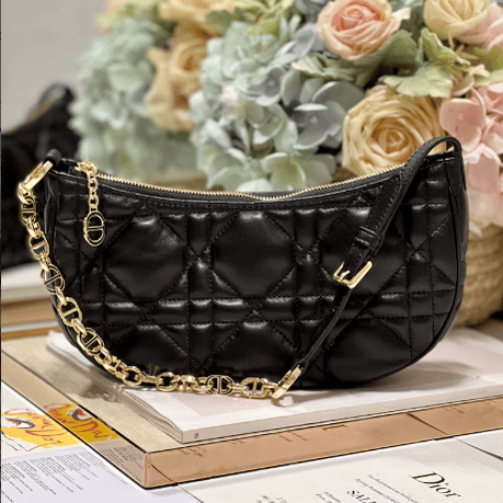 Dior CD LOUNGE Moon Handbag - Black 20229 | Sandra Bags