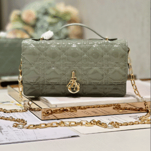 Dior Pearl Clutch - Patent Leather Rock Gray 75586 | Sandra Bags