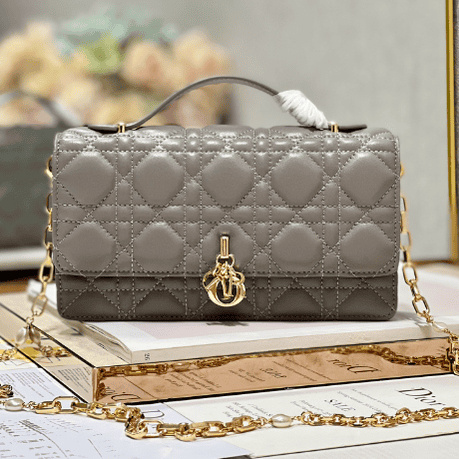 Dior Pearl Clutch - Patent Leather Dark Gray 30718 | Sandra Bags