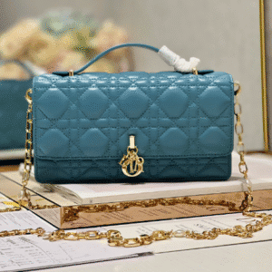Dior Pearl Clutch - Patent Leather Blue 68063 | Sandra Bags