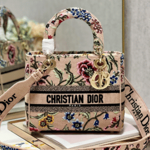 Dior Lady Embroidered Concubine Diana Bag - Apricot Pink Flower 35848 | Sandra Bags