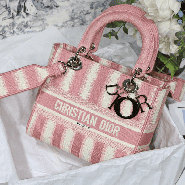 Dior Lady D Embroidery Series - Pink White Light Gold 37878 | Sandra Bags