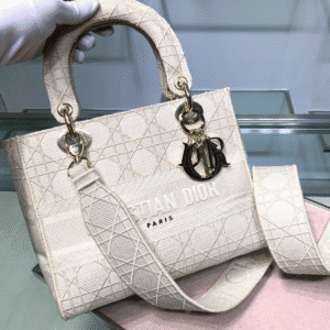 Dior Five-Grid Cannage Pattern D-Lite Handbag - White 68602 | Sandra Bags