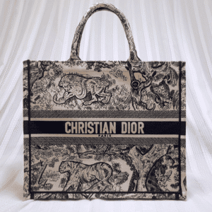 Dior Women Book Tote Cloth Tote Bag - Black 72076 | Sandra Bags