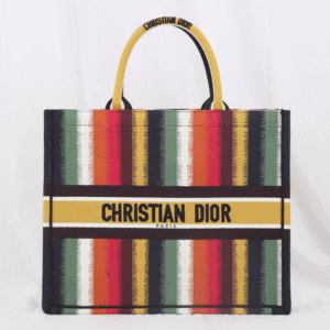 Dior Christian Book Tote Multicolor D Stripes Embroidery Bag 66448 | Sandra Bags