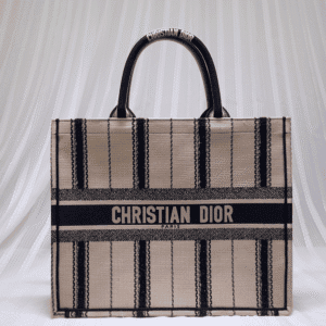 Dior Book Tote Black And Beige Embroidered Handbag 16205 | Sandra Bags