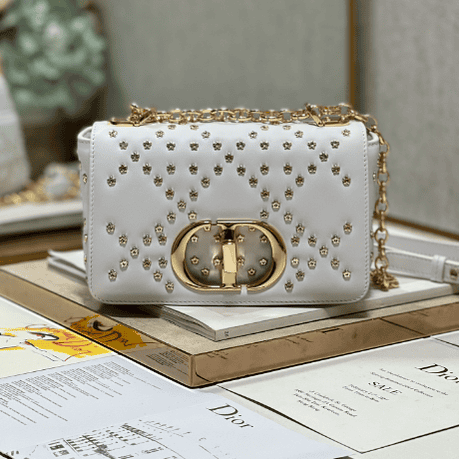 Dior Small Caro Handbag - Pentagram White Gold Buckle 49565 | Sandra Bags