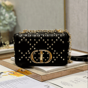 Dior Small Caro Handbag - Pentagram Black Gold Buckle 31266 | Sandra Bags