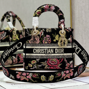 Dior Lady Embroidered Diana Bag - Black Peony Flowerza 67158 | Sandra Bags