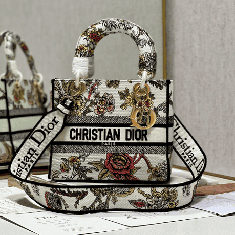 Dior Lᴀᴅʏ Embroidered Concubine Diana Bag - White peony flower 99198 | Sandra Bags