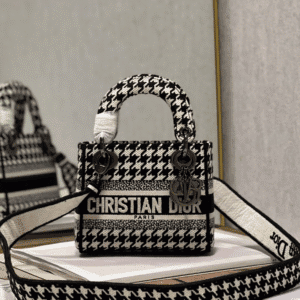Dior Lᴀᴅʏ Embroidered Diana Bag - Houndstooth 24588 | Sandra Bags