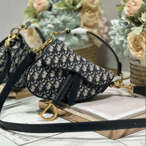 Dior Small Saddle Handbag - Blue Cloth With Leather 52715 | Sandra Bags