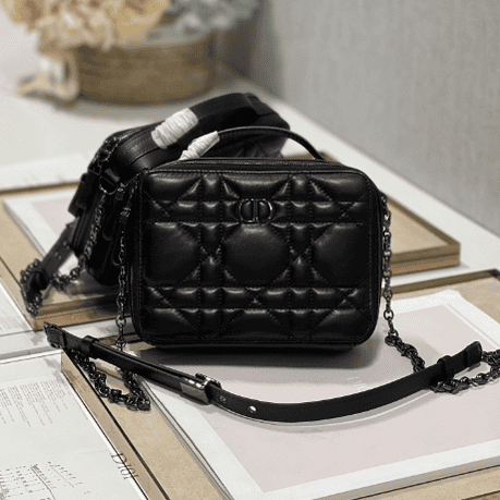 Dior Caro Box Chain Handbag - Black 45167 | Sandra Bags